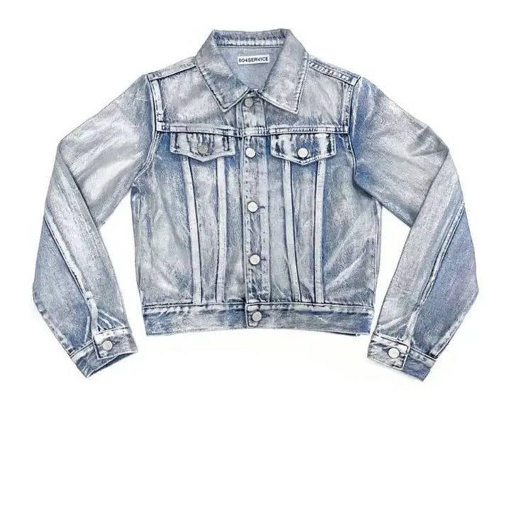 [BUNJANG] 604service Silver Coating Denim Jacket / 604service 실버 코팅 데님 자켓
