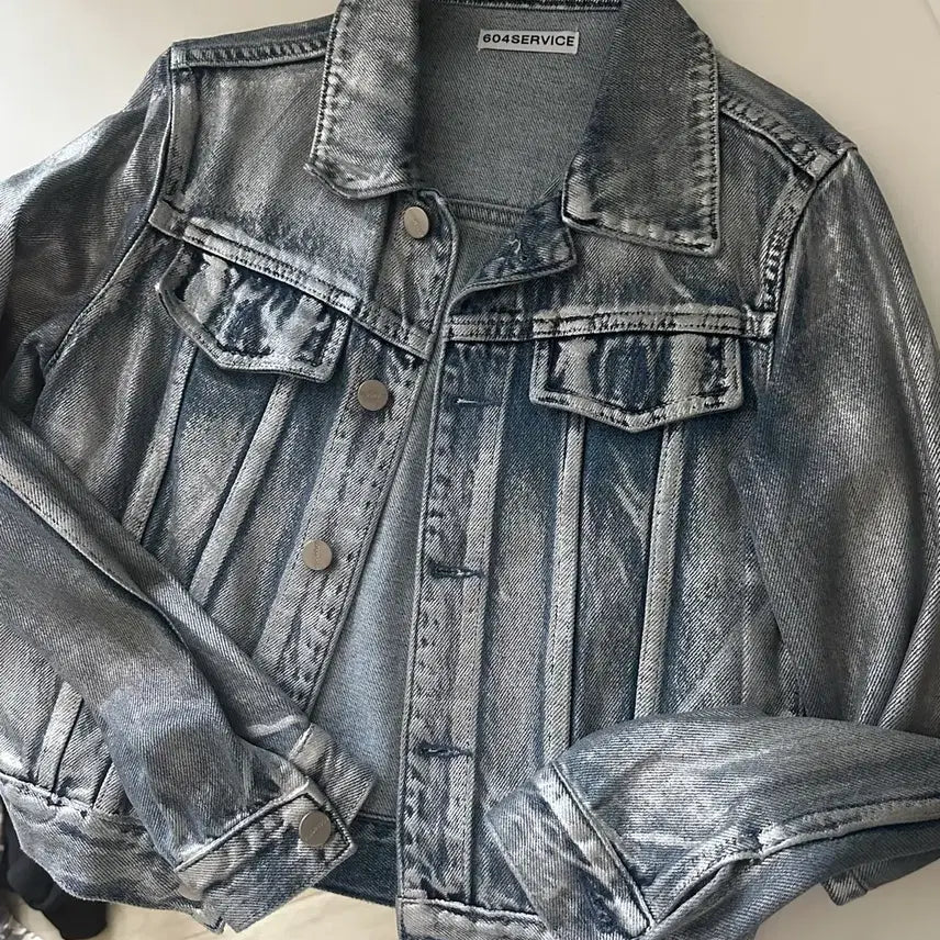[BUNJANG] 604service Silver Coating Denim Jacket / 604service 실버 코팅 데님 자켓