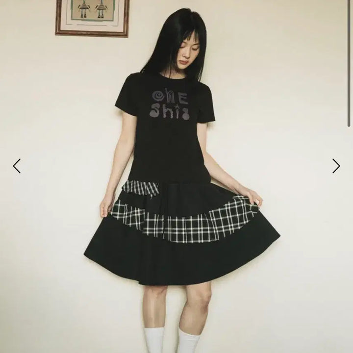 [BUNJANG] OHEHSHEO Layered Skirt Black Check / 오헤시오 캉캉 레이어드 스커트