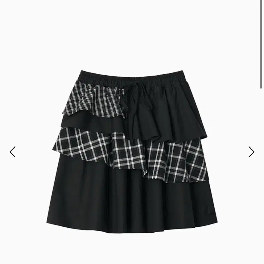 [BUNJANG] OHEHSHEO Layered Skirt Black Check / 오헤시오 캉캉 레이어드 스커트