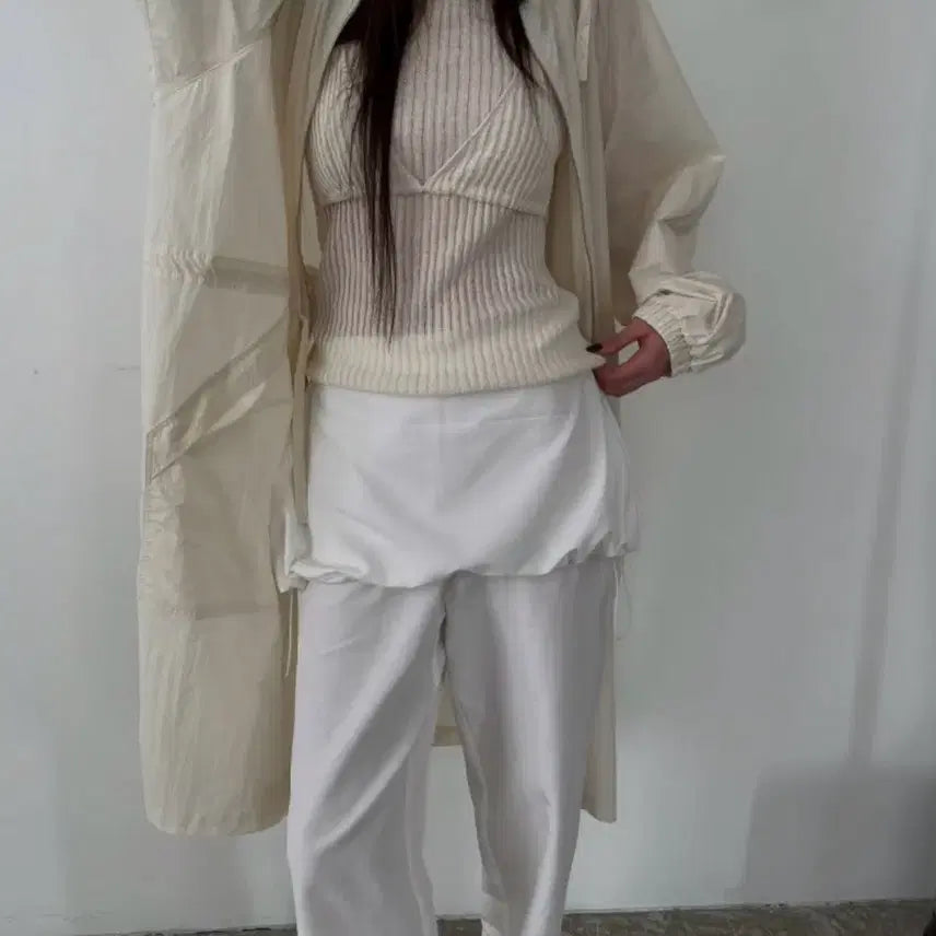 [BUNJANG] London Flat V-neck Bustier Knit Set Silver Gray / 런던플랏 뷔스티에니트 세트 실버그레이