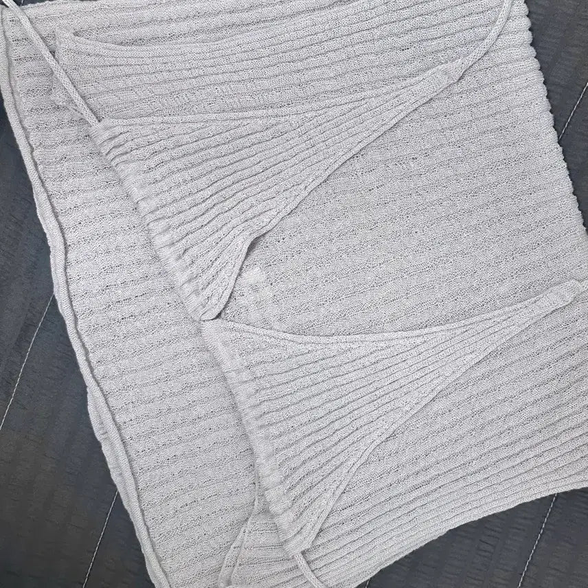 [BUNJANG] London Flat V-neck Bustier Knit Set Silver Gray / 런던플랏 뷔스티에니트 세트 실버그레이