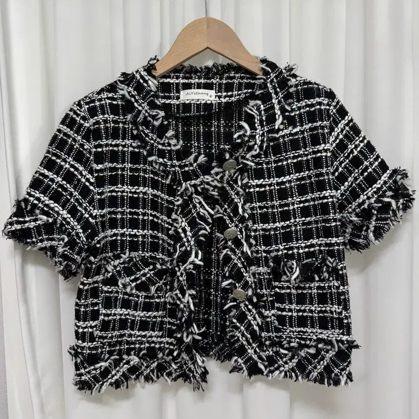 [BUNJANG] Black Fringe Tweed Jacket / 블랙 프린지 트위드 자켓