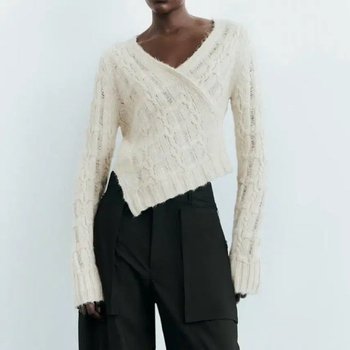[BUNJANG] ZARA Unbalanced Knit Crop Sweater / ZARA 언밸런스 니트 크롭 스웨터