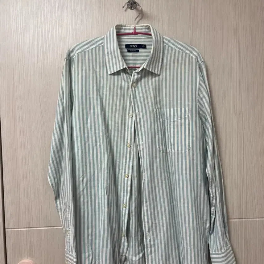 [BUNJANG] Spao Sky Blue Striped Shirt M / 스파오 하늘색 스트라이프셔츠 M