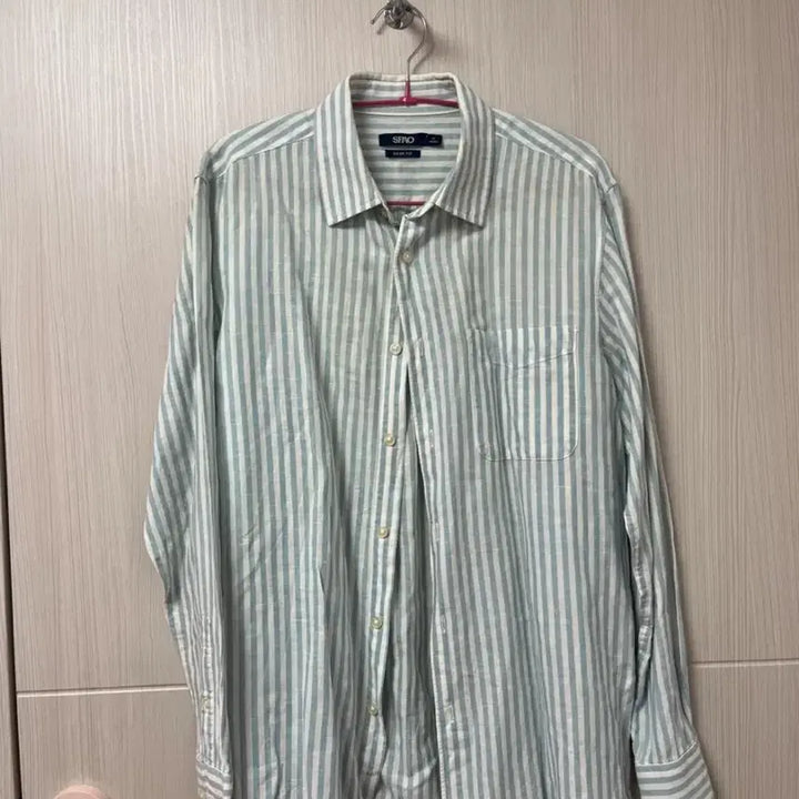 [BUNJANG] Spao Sky Blue Striped Shirt M / 스파오 하늘색 스트라이프셔츠 M