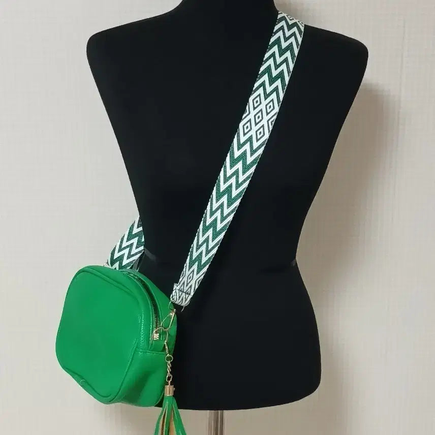 [BUNJANG] Green Mini Crossbag with Wide Strap / 그린 미니 크로스백 + 와이드 스트랩