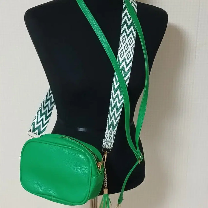 [BUNJANG] Green Mini Crossbag with Wide Strap / 그린 미니 크로스백 + 와이드 스트랩