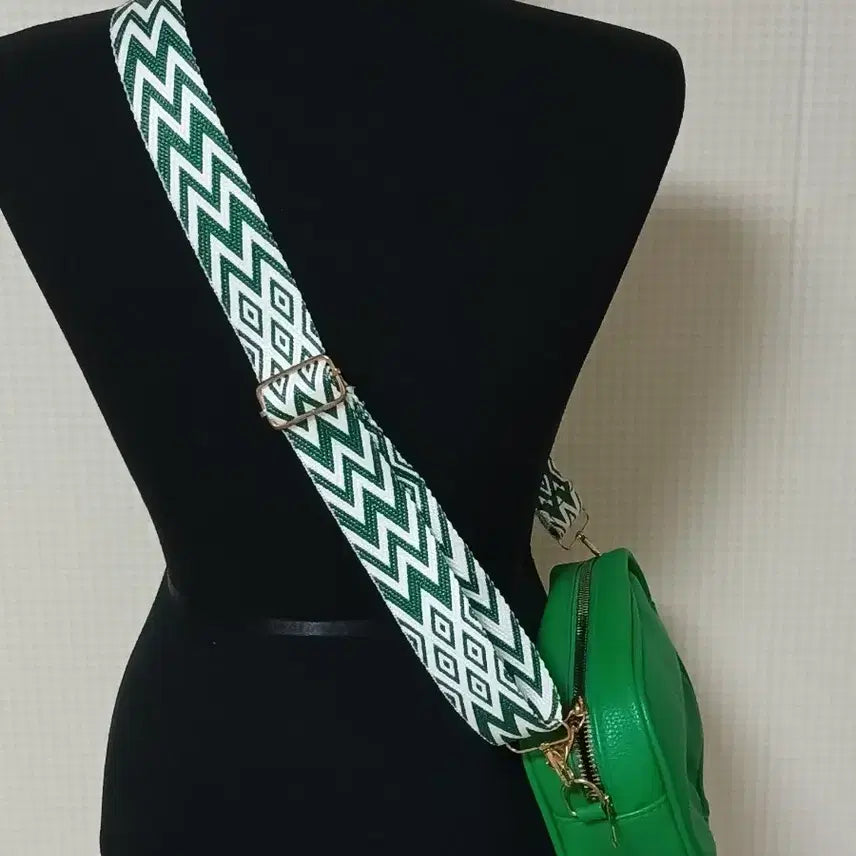 [BUNJANG] Green Mini Crossbag with Wide Strap / 그린 미니 크로스백 + 와이드 스트랩