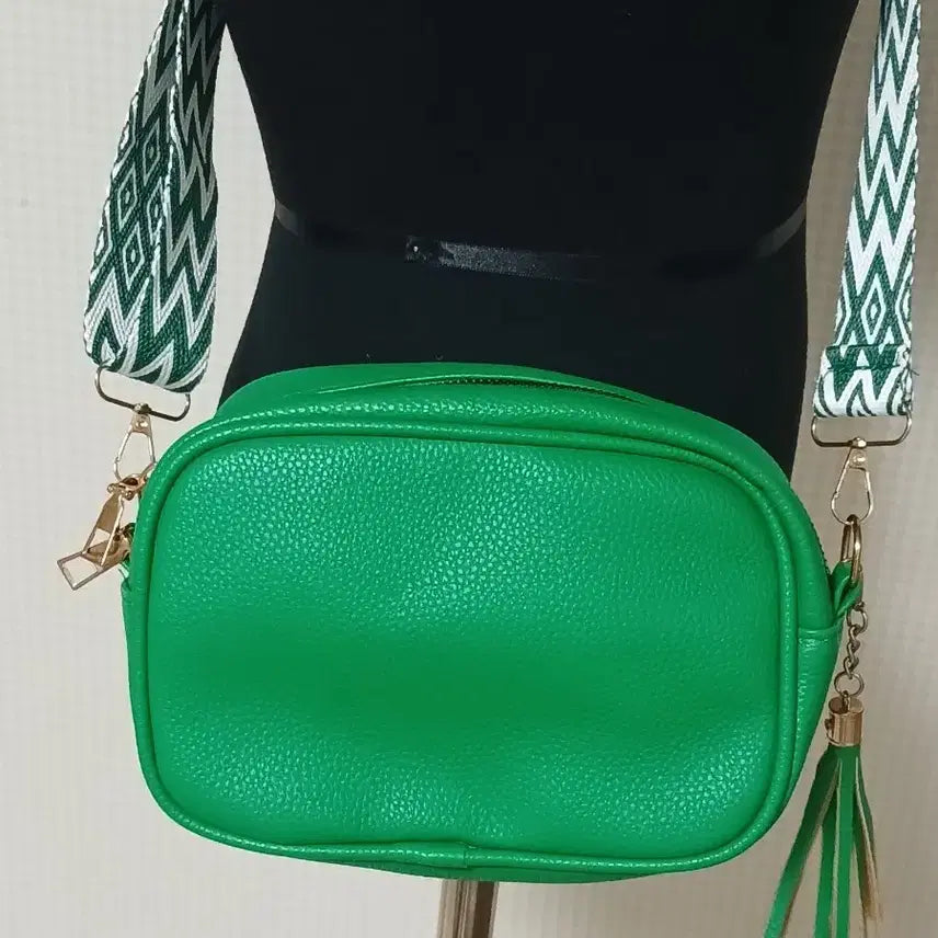 [BUNJANG] Green Mini Crossbag with Wide Strap / 그린 미니 크로스백 + 와이드 스트랩
