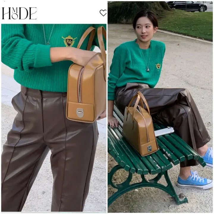 [BUNJANG] H MODE Straight Fit Faux Leather Pants / H MODE 에이치모드 레더바지 일자핏