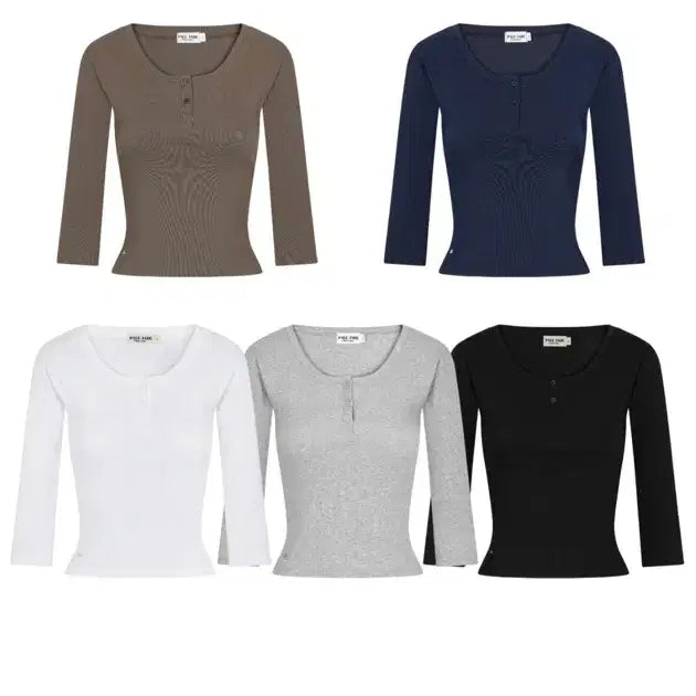 [BUNJANG] Fage Jade Basic Three-Quarter Sleeve T-Shirt Navy Size 2 / 페일제이드 Basic Three-Quarter Sleeve 슬리브 네이비