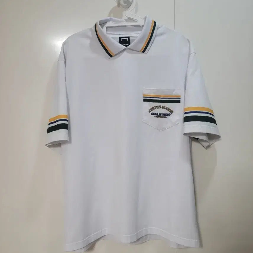 [BUNJANG] Goal Studio White Short Sleeve Pocket Polo Shirt / 골스튜디오 화이트 반팔 카라티 포켓티