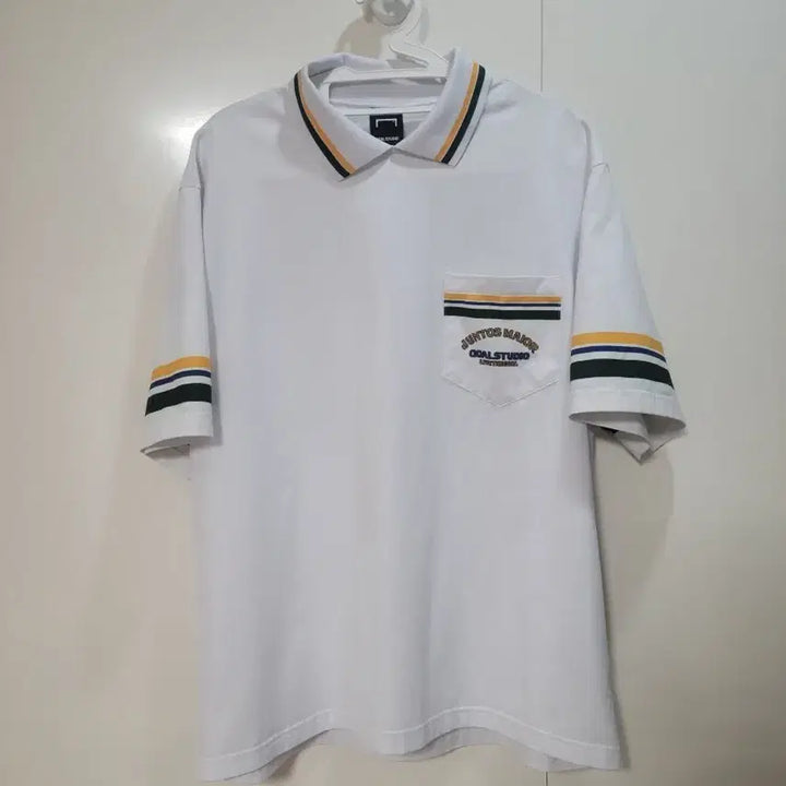[BUNJANG] Goal Studio White Short Sleeve Pocket Polo Shirt / 골스튜디오 화이트 반팔 카라티 포켓티