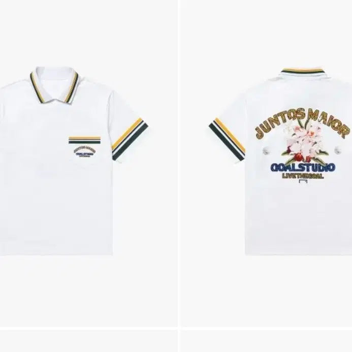 [BUNJANG] Goal Studio White Short Sleeve Pocket Polo Shirt / 골스튜디오 화이트 반팔 카라티 포켓티