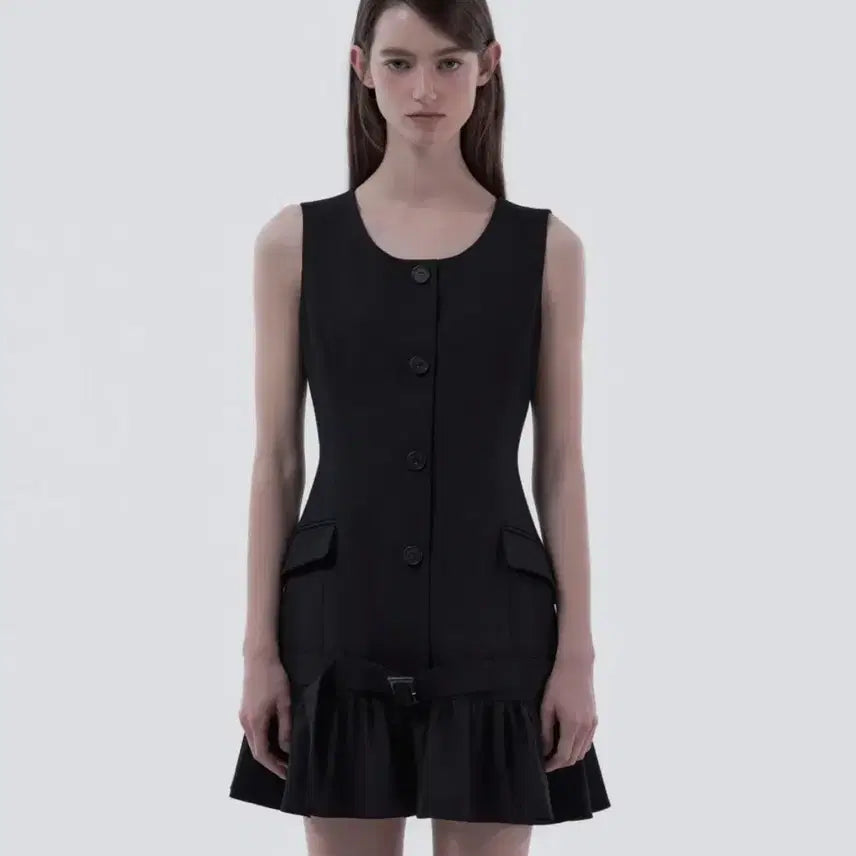 [BUNJANG] Mausoleum Sleeveless Flare Suit Dress Dark Navy M / 마우솔레움 슬리브리스 플레어 수트 드레스 다크네이비 M