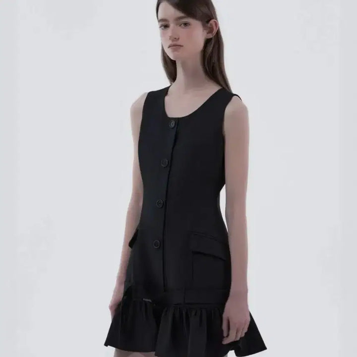 [BUNJANG] Mausoleum Sleeveless Flare Suit Dress Dark Navy M / 마우솔레움 슬리브리스 플레어 수트 드레스 다크네이비 M