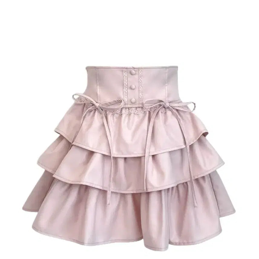 [BUNJANG] Honey Mew Tiered Skirt - Pink / honey mew 허니뮤 티어드 스커트 핑크 free