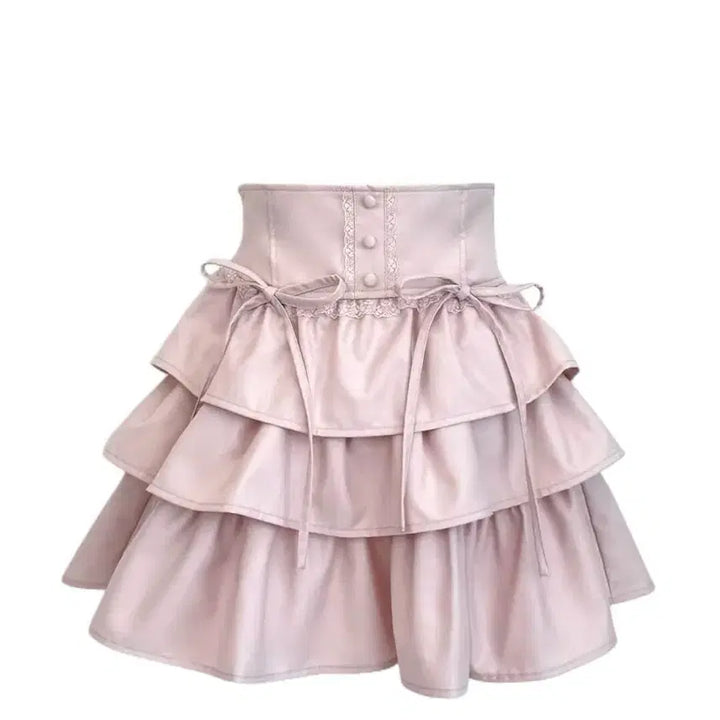 [BUNJANG] Honey Mew Tiered Skirt - Pink / honey mew 허니뮤 티어드 스커트 핑크 free