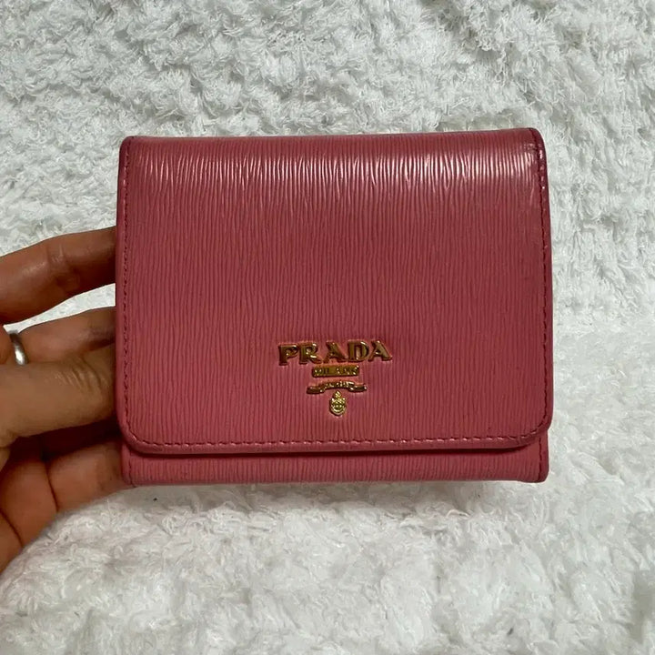 [BUNJANG] Prada Saffiano Geranium Pink Bi-fold Wallet 1MH176 / 프라다 반지갑 제라늄 핑크 1MH176