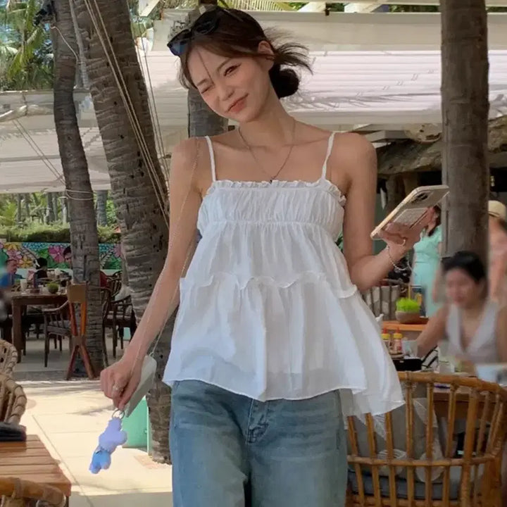 [BUNJANG] Linen Cotton Sleeveless Top / (거의새상품) 린넨 코튼 나시