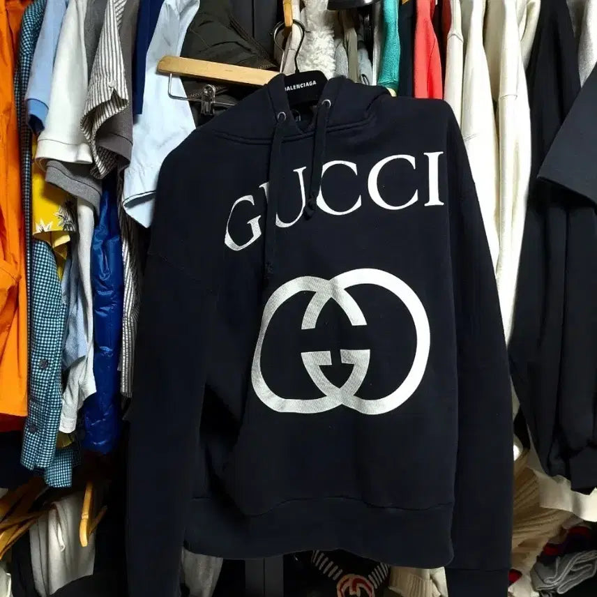 [BUNJANG] Gucci Black Interlocking Logo Hoodie Oversized Fit / 구찌 블랙 인터로킹 후드티 오버핏 실측100이상 정품검수완료