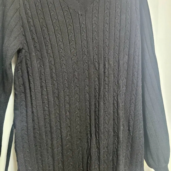 [BUNJANG] Hotping V-Neck Cable Knit Long Dress / 핫핑 브이넥 케이블 롱니트원피스