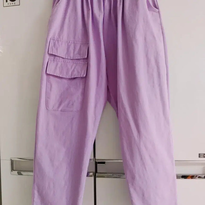 [BUNJANG] Lavender Cargo Wide Pants / 라벤더 컬러 카고 와이드 팬츠