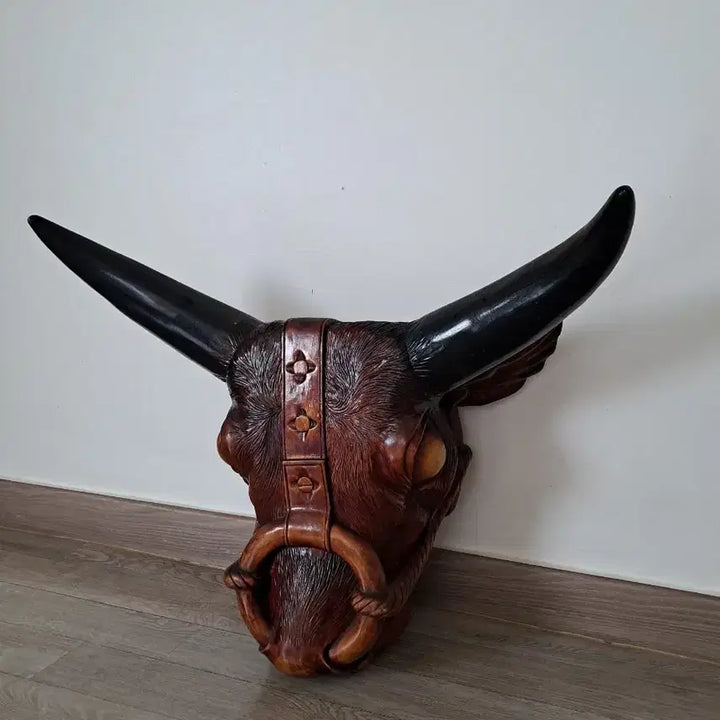 [BUNJANG] Wooden Bull Head Sculpture / 대형 황소 머리조각상(나무)