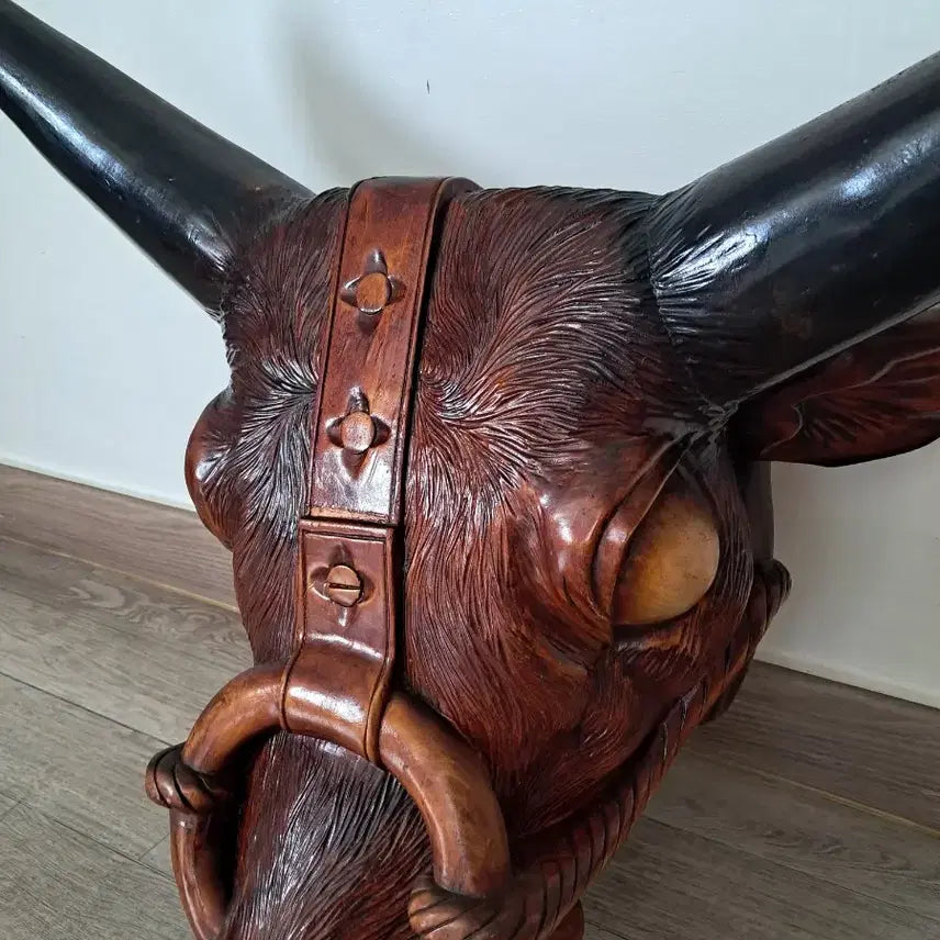 [BUNJANG] Wooden Bull Head Sculpture / 대형 황소 머리조각상(나무)