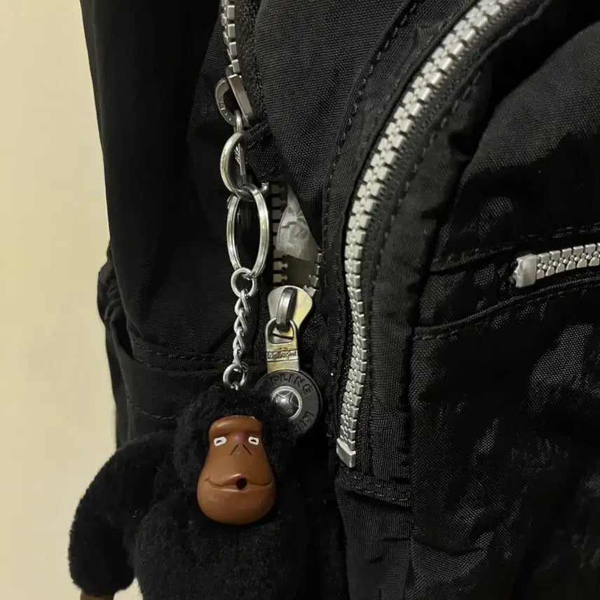[BUNJANG] Kipling Black Backpack with Keyring / 키플링 블랙 백팩 + 키링 포함