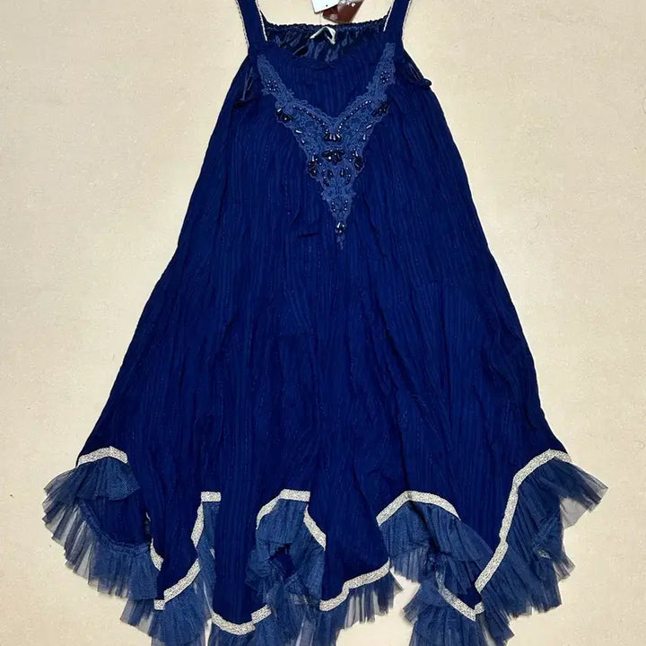 [BUNJANG] Axis Farm Vintage Navy String Dress / 엑시즈팜 빈티지 네이비 끈 원피스