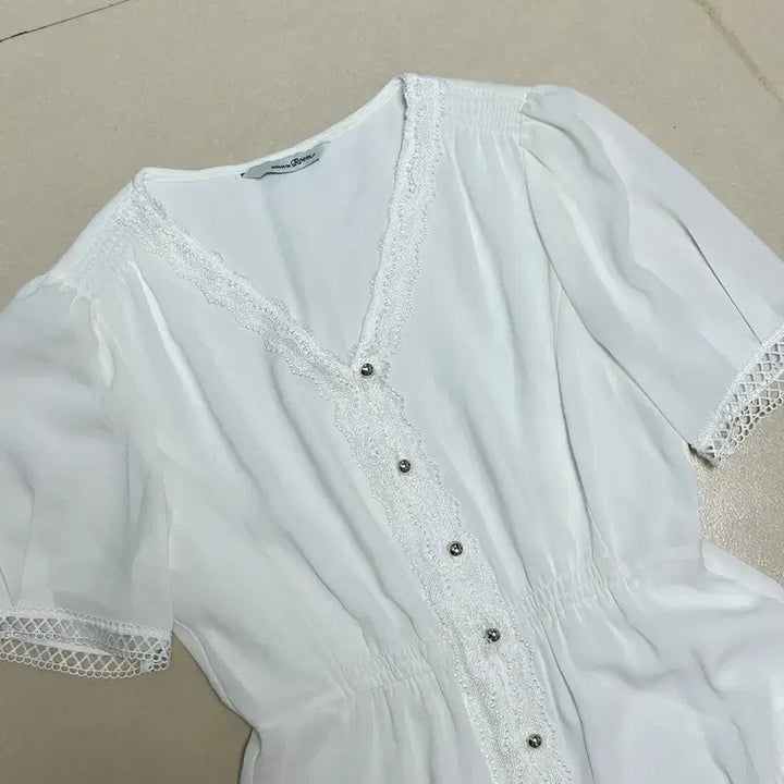 [SOLD OUT] 로엠 화이트 레이스 반팔 롱 원피스