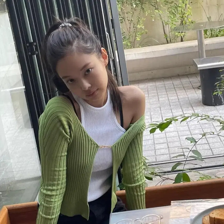 [BUNJANG] Black Ribbed Knit Cardigan / 새제품)텍도안뜯음.오프라인구매.가디건.잔골지.데일리룩.유니크.검정가디건