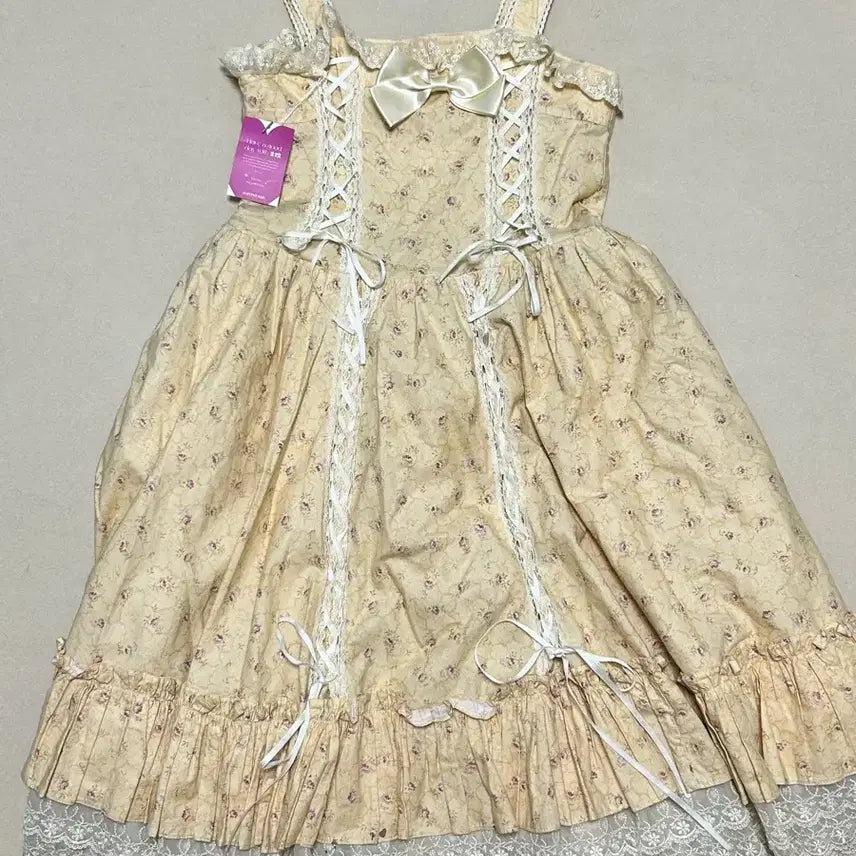 [BUNJANG] 212 Vintage Floral Crochet Long Dress / 212 지뢰계 빈티지 잔꽃 크로셰 끈 롱 원피스