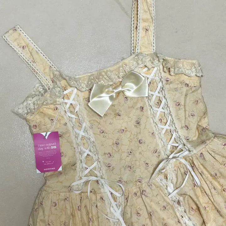[BUNJANG] 212 Vintage Floral Crochet Long Dress / 212 지뢰계 빈티지 잔꽃 크로셰 끈 롱 원피스