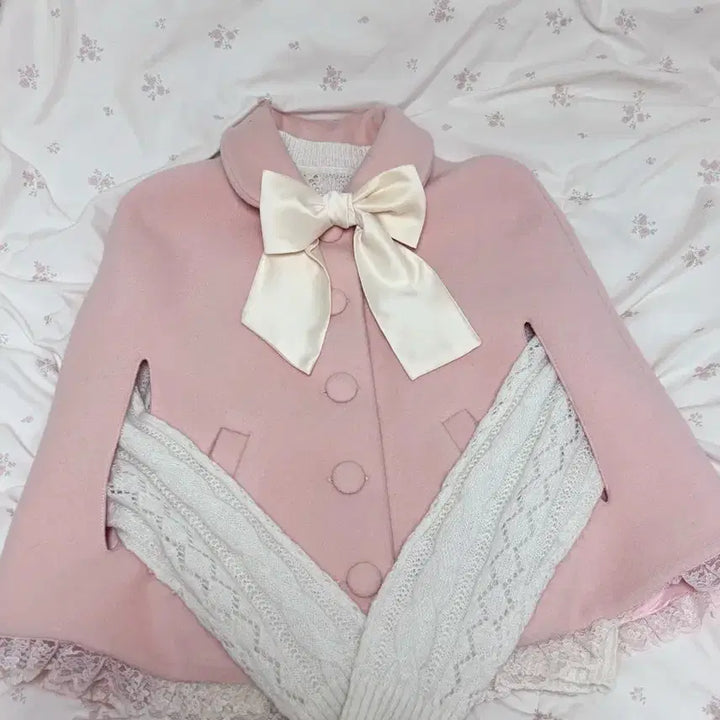 [BUNJANG] Sehiz Bunny Cape Coat - Coral Pink / 세히즈 버니 케이프 코트 판매(네고가능) / 빈티지 히메카지 러블리