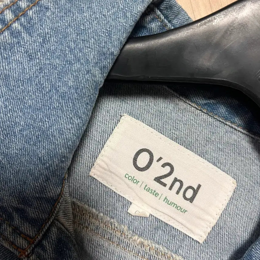 [BUNJANG] O2nd Ribbon Two-Tone Denim Jacket / 한섬 O2nd 오즈세컨 리본 투톤배색 아일렛 데님 자켓 청자켓 점퍼