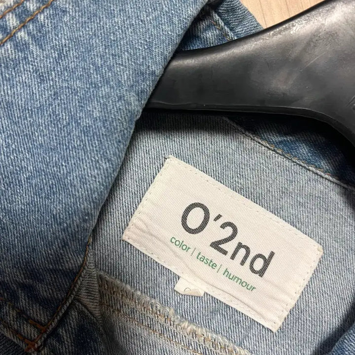 [BUNJANG] O2nd Ribbon Two-Tone Denim Jacket / 한섬 O2nd 오즈세컨 리본 투톤배색 아일렛 데님 자켓 청자켓 점퍼