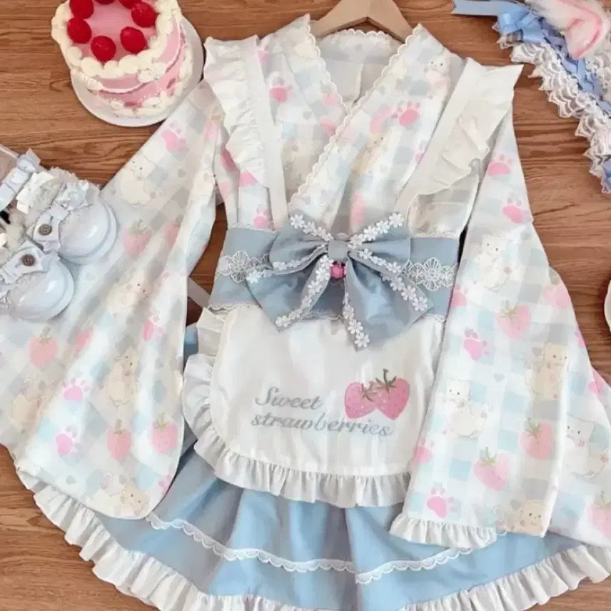 [SOLD OUT] 지뢰계 양산형 유카타 기모노 서브컬쳐 파랑 카츄라 일괄
