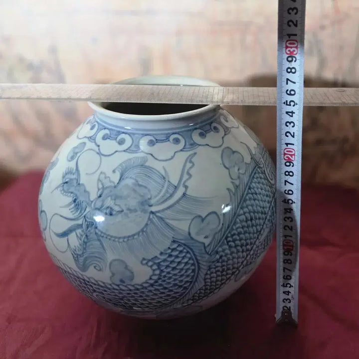 [BUNJANG] Celadon Porcelain Dragon Jar / 청화백자 운용문 달항아리