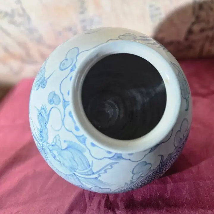 [BUNJANG] Celadon Porcelain Dragon Jar / 청화백자 운용문 달항아리