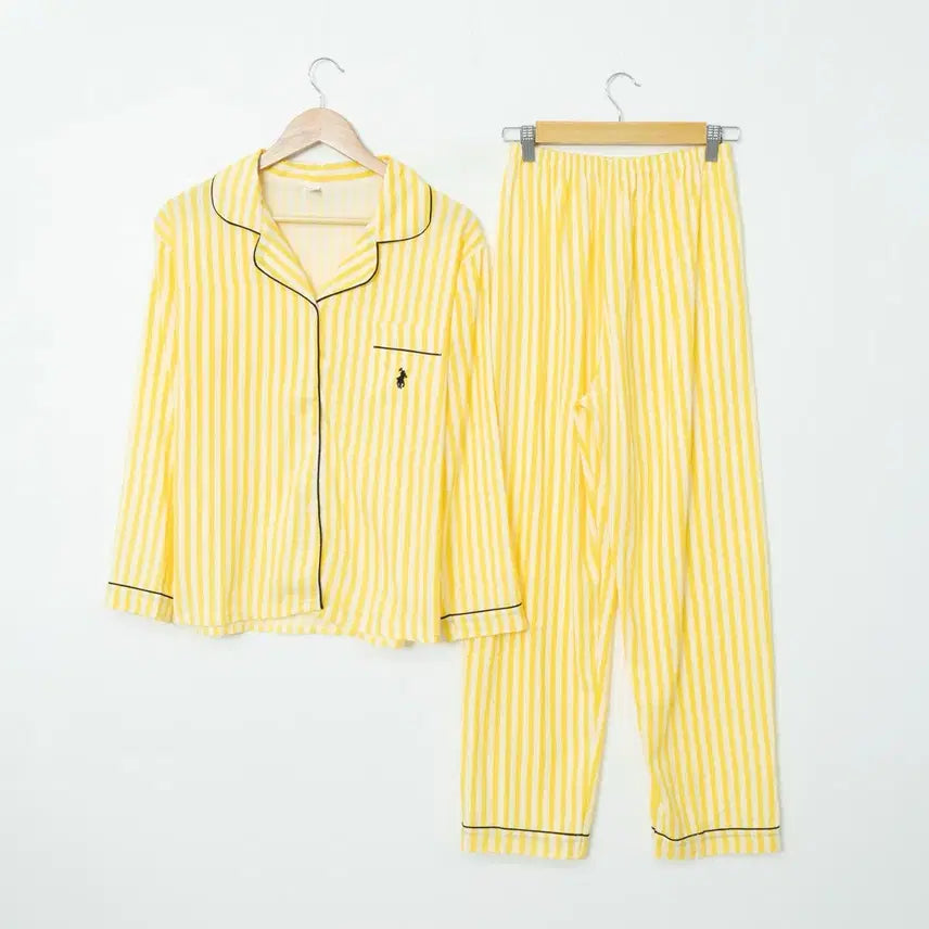 [BUNJANG] Polo Yellow Striped Pajama Set / 옐로우 스트라이프 파자마 잠옷 세트(새상품)