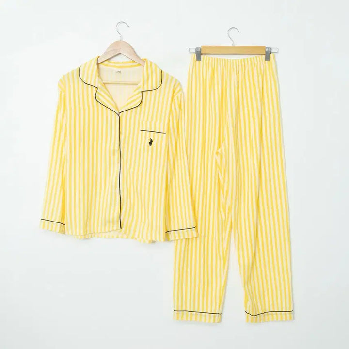 [BUNJANG] Polo Yellow Striped Pajama Set / 옐로우 스트라이프 파자마 잠옷 세트(새상품)