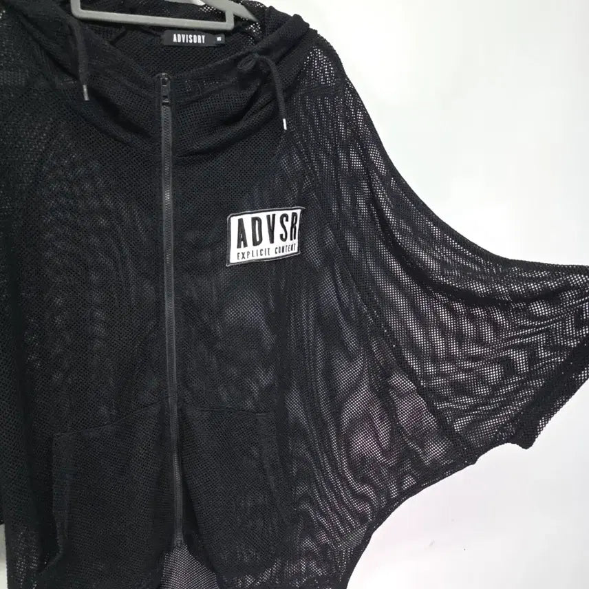 [BUNJANG] ADVISORY Black Mesh Hooded Zip-Up Jacket / ADVISORY 블랙 메쉬 후드 집업 XS 오버핏  점퍼 가디건