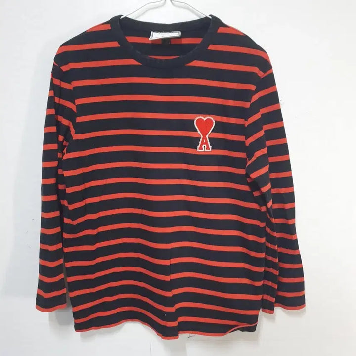 [BUNJANG] Ami Stripe Long Sleeve T-shirt (Black/Red, S) / 아미 스트라이프 긴팔 티셔츠 블랙/레드S
