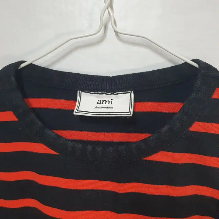 [BUNJANG] Ami Stripe Long Sleeve T-shirt (Black/Red, S) / 아미 스트라이프 긴팔 티셔츠 블랙/레드S