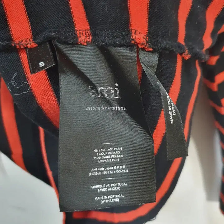 [BUNJANG] Ami Stripe Long Sleeve T-shirt (Black/Red, S) / 아미 스트라이프 긴팔 티셔츠 블랙/레드S