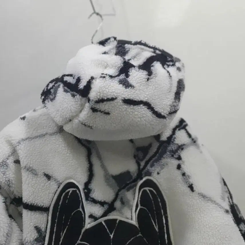[BUNJANG] Life Work Pattern White Reversible Fleece Jacket M / 라이프워크 패턴 화이트 양면 후리스 자켓 M