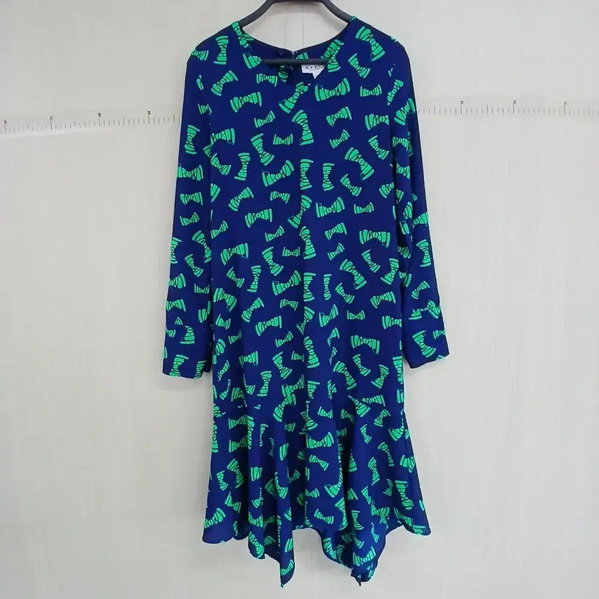 [BUNJANG] NMARITA Ribbon Pattern Long Dress / NMARITA 원피스 네이비 그린 리본패턴